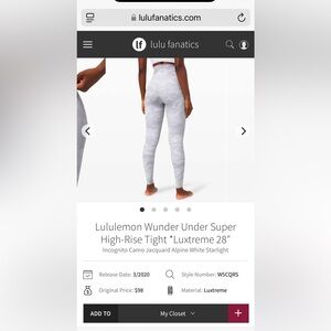 Lululemon Wunder Under Super High-Rise Tight - White